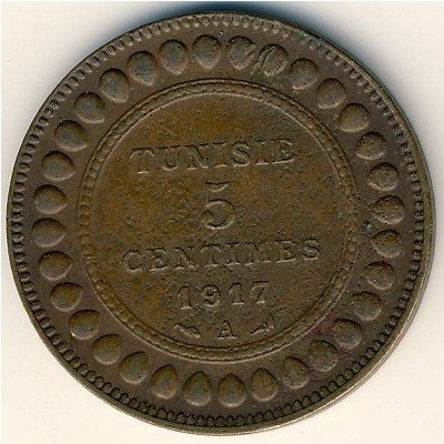 Тунис 5 сантимов 1917 год