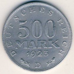 Веймарская республика 500 марок 1923 год (D)
