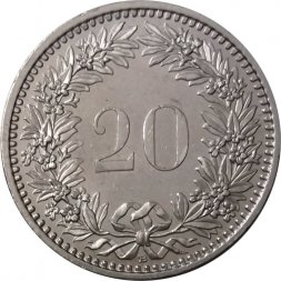 Швейцария 20 раппенов 2010 год