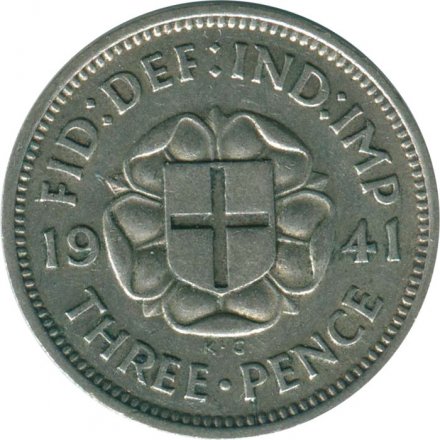 Великобритания 3 пенса 1941 год - Король Георг VI