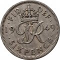 Великобритания 6 пенсов 1949 год - Король Георг VI