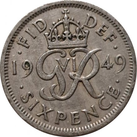 Великобритания 6 пенсов 1949 год - Король Георг VI