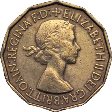 Великобритания 3 пенса 1953 год