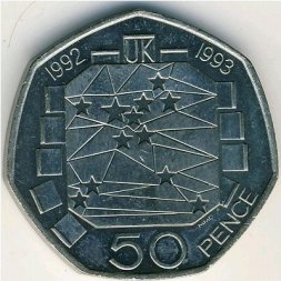 Великобритания 50 пенсов 1992 год - Председательство Великобритании в ЕС