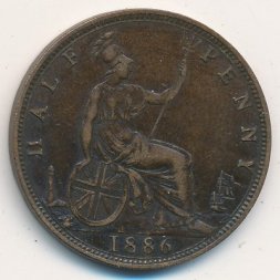 Великобритания 1/2 пенни 1886 год
