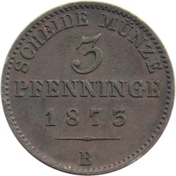 Пруссия 3 пфеннига 1873 год (B)