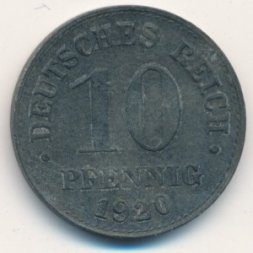 Германия 10 пфеннигов 1920 год