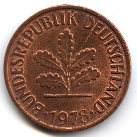 ФРГ 2 пфеннига 1978 год - D