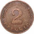 ФРГ 2 пфеннига 1978 год - D