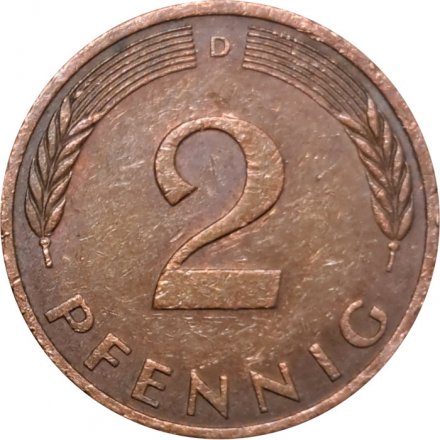 ФРГ 2 пфеннига 1978 год - D