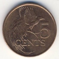 Монета Тринидад и Тобаго 5 центов 2008 год