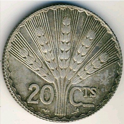 Уругвай 20 сентесимо 1930 год