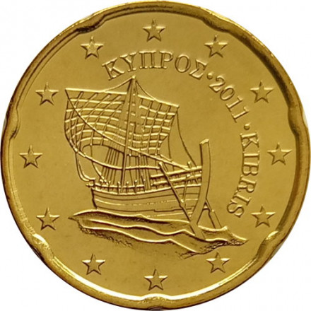 Кипр 20 евроцентов 2011 год - Судно «Кирения» UNC