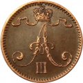 Финляндия 1 пенни 1891 год - Александр III - XF+