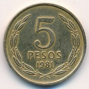 Чили 5 песо 1981 год
