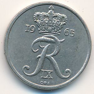 Дания 10 эре 1965 год