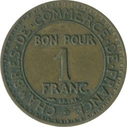 Франция 1 франк 1921 год