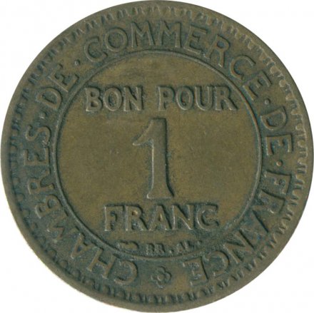 Франция 1 франк 1921 год