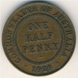 Австралия 1/2 пенни 1929 год