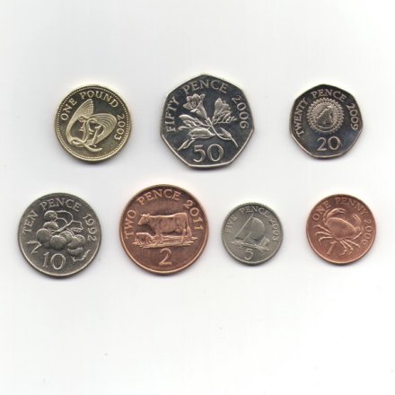 Набор из 7 монет Гернси 1992 - 2011 год
