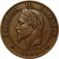 Франция 10 сантимов 1864 год - Отметка монетного двора: &quot;K&quot;