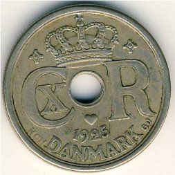 Дания 25 эре 1925 год - Король Кристиан X