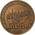 Настольная медаль 100 лет авиации. Братья Райт - пионеры авиации. D-60 мм