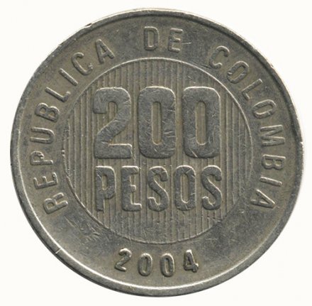 Колумбия 200 песо 2004 год