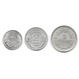 Набор из 3 монет Франция 1947-1949 год