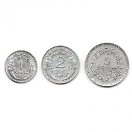 Набор из 3 монет Франция 1947-1949 год