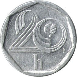 Чехия 20 геллеров 1995 год (b с короной)