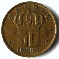 Бельгия 50 сентим 1983 год BELGIE