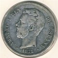 Испания 5 песет 1871 год