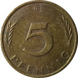 ФРГ 5 пфеннигов 1974 год (D)