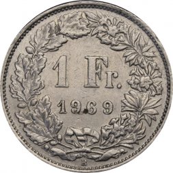 Швейцария 1 франк 1969 год