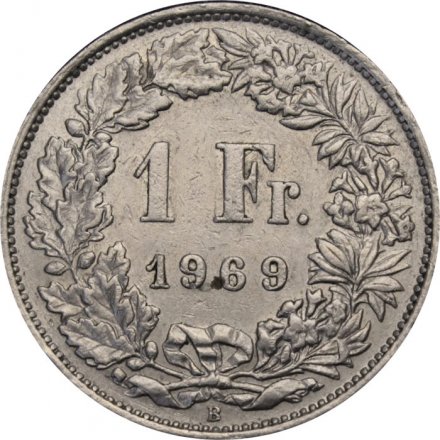 Швейцария 1 франк 1969 год