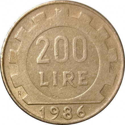 Италия 200 лир 1986 год