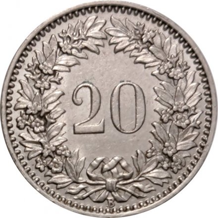 Швейцария 20 раппенов 1934 год