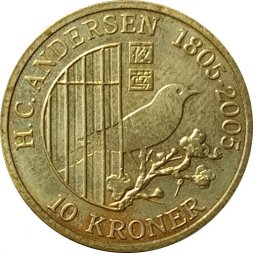 Дания 10 крон 2007 год - Сказки Г.Х.Андерсена. Соловей - VF