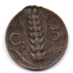 Италия 5 чентезимо 1920 год