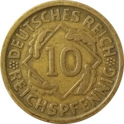 Веймарская республика 10 рейхспфеннигов 1924 год (D)