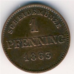 Бавария 1 пфеннинг 1863 год