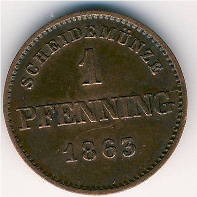 Бавария 1 пфеннинг 1863 год
