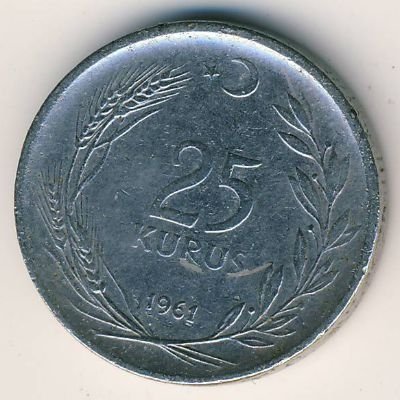 Турция 25 куруш 1961 год