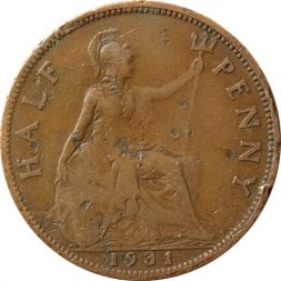 Великобритания 1/2 пенни 1931 год