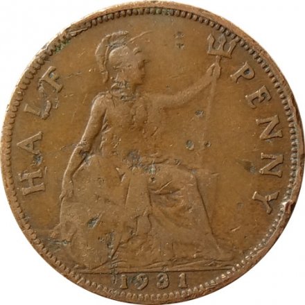 Великобритания 1/2 пенни 1931 год