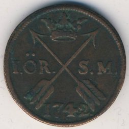 Швеция 1 эре 1742 год