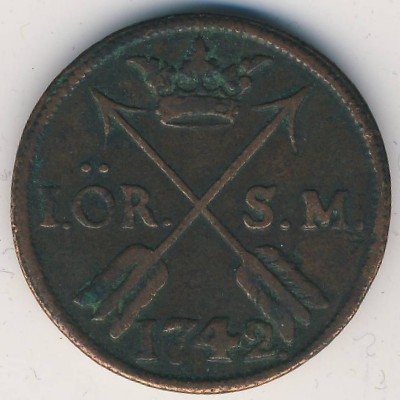 Швеция 1 эре 1742 год