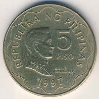 Монета Филиппины 5 песо 1997 год - Эмилио Агинальдо