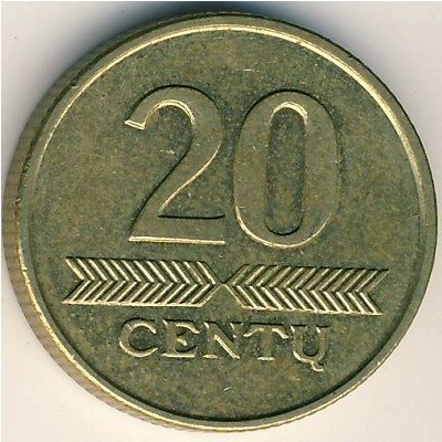 Литва 20 центов 1998 год